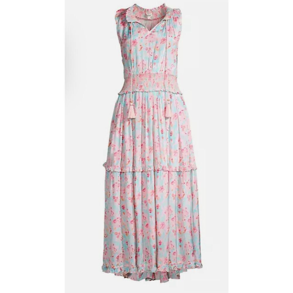 Roller Rabbit Amandine pink floral smocked waist size small